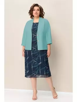 Плательные костюмы 1351 бирюзово-синий