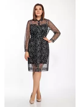 Плательные костюмы 1414 черно-белый с черным