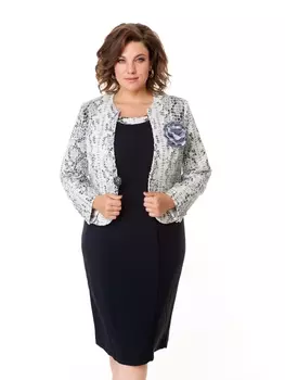 Плательные костюмы 5037 черный с бежевым