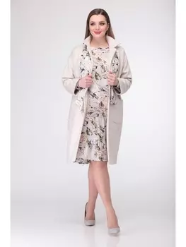 Плательные костюмы 913 жемчужный+голубой «цветы