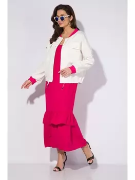 Плательные костюмы М151к белый+фуксия