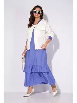 Плательные костюмы М151к белый+лаванда