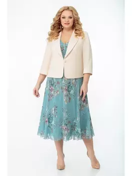 Плательные костюмы M166-2 бирюзово-голубой