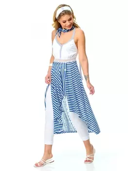 Плательные костюмы М-7531 морская полоска, белый