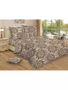 Постельное белье 1.5-спальное Постельное белье Королева (коричн.) 7417-1 Бязь 120гр. 1.5 сп. 70х70 (2)