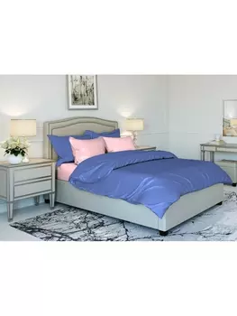 Постельное белье 1.5-спальное Постельное белье Васильковая роза 802+609 Поплин гл/кр 1.5 сп. 70х70 (2)