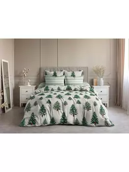 Постельное белье 1.5-спальное Постельное белье Зимняя сказка 70100-1+9187-4 Поплин 1.5 сп. 50х70 (2)