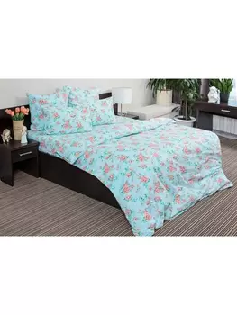 Постельное белье 2.0-спальное с евро Постельное белье Лили Марлен (голуб.) 7512-1 Бязь 120гр. 2 сп. Евро 50х70 (2)