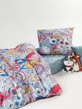 Постельное белье Детское Детское постельное белье Дудлики 70708-1+70709-1 Перкаль 1,5 сп. 70х70