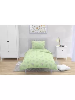 Постельное белье Детское Постельное белье Баю-бай 5785-3 зелен. Бязь 120гр. 1.5 сп. 50х70 (1)