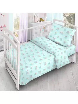 Постельное белье Детское Постельное белье Баю-бай 5785-5 бирюза Бязь 120гр. 1.5 сп. 50х70 (1)