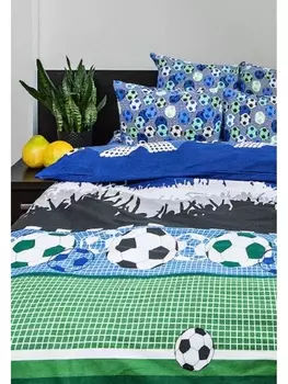 Постельное белье Детское Постельное белье Футбольный фанат 7368-1+7370-1 Поплин 1.5 сп. 50х70 (1)
