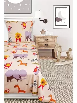 Постельное белье Детское Постельное белье Каникулы в Африке 7349-1 Бязь 120гр. 1.5 сп. 70х70 (1)