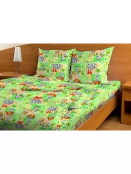 Постельное белье Детское Постельное белье Малыши 4057-2 зелен. Бязь 120гр. 1.5 сп. 70х70 (1)