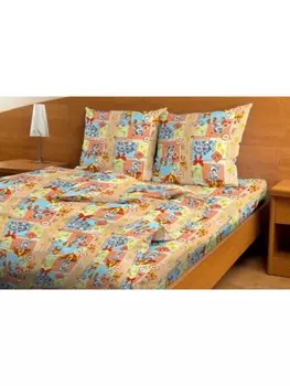 Постельное белье Детское Постельное белье Малыши 4057-3 оранж. Бязь 120гр. 1.5 сп. 70х70 (1)