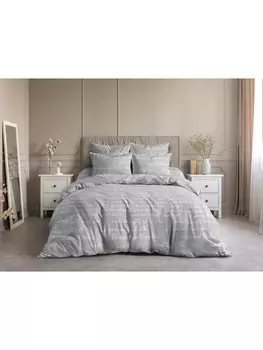 Постельное белье Евро Постельное белье Леттеринг (серый) 9734-2 Бязь 120гр. ЕВРО 70х70 (2)