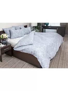 Постельное белье Евро Постлеьное белье Грань в.2 (сер.) 7352-2+7353-1 Поплин ЕВРО 50х70 (2)