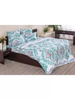 Постельное белье Семейное Постельное белье Нежная роза (голуб.) 7551-1 Бязь 120гр. сем. 70х70 (2)