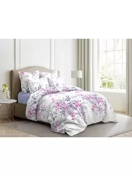 Постельное белье Семейное Постельное белье Сакура 7098-1+7757-13 Поплин сем. 50х70 (2)