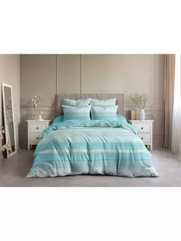 Постельное белье Семейное Постельное белье Стиль (бирюза) 7087-6+7757-19 Поплин сем. 70х70 (2)