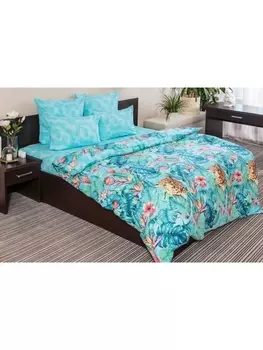 Постельное белье Семейное Постельное белье Тропики (зелен) 7514-1+7537-1 Бязь 120гр. сем. 70х70 (2)