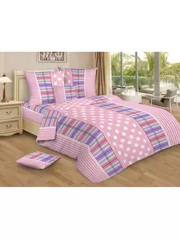 Постельное белье Семейное Постельное белье Звезды (розовый) 7504-2 Бязь 120гр. сем. 50х70 (2)