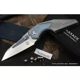 Нож складной Maxace Zerg (Синяя вставка ,пескоструйное анодирование,M390)MWZ01
