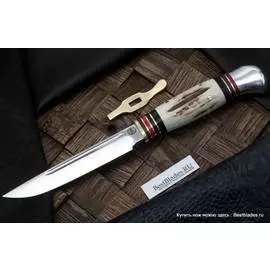 Разборный нож "P.Holmberg Eskilstuna" (Прообраз ножа НКВД) 95х18,лосиный рог