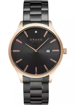 fashion наручные мужские часы Obaku V266GDVBSB-DD. Коллекция Diamant