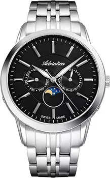 Швейцарские наручные мужские часы Adriatica 8306.5114QF. Коллекция Moonphase