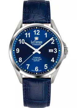 Швейцарские наручные мужские часы Le Temps LT1025.08BL83. Коллекция Titanium Gent