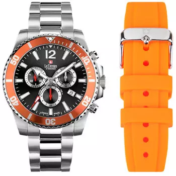 Швейцарские наручные мужские часы Le Temps LT1044.14BS01. Коллекция Swiss Naval Patrol Chronograph