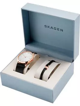 Швейцарские наручные мужские часы Skagen SKW1102. Коллекция Leather