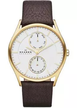 Швейцарские наручные мужские часы Skagen SKW6066. Коллекция Leather