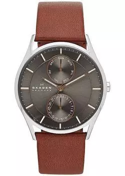 Швейцарские наручные мужские часы Skagen SKW6086. Коллекция Leather