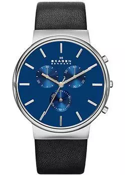 Швейцарские наручные мужские часы Skagen SKW6105. Коллекция Leather