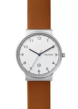 Швейцарские наручные мужские часы Skagen SKW6433. Коллекция Leather