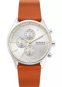 Швейцарские наручные мужские часы Skagen SKW6607. Коллекция Leather