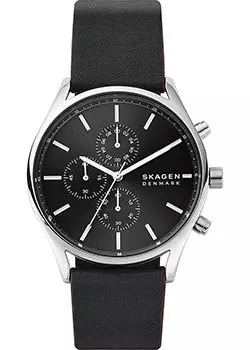 Швейцарские наручные мужские часы Skagen SKW6677. Коллекция Leather