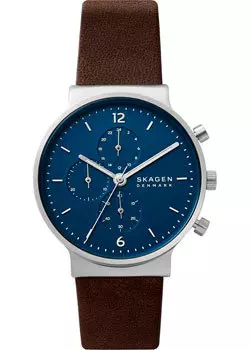 Швейцарские наручные мужские часы Skagen SKW6765. Коллекция Leather