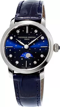 Швейцарские наручные женские часы Frederique Constant FC-206NSD1S6. Коллекция Slim Line Moonphase