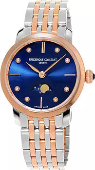 Швейцарские наручные женские часы Frederique Constant FC-206ND1S2B. Коллекция Slim Line Moonphase