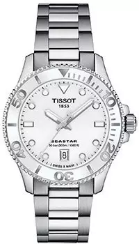 Швейцарские наручные женские часы Tissot T120.210.11.011.00. Коллекция Seastar 1000