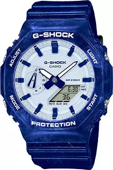 Японские наручные мужские часы Casio GA-2100BWP-2A. Коллекция G-Shock