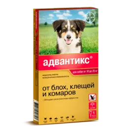 Капли для собак BAYER ADVANTIX от блох, клещей, комаров 250 (10-25кг веса)