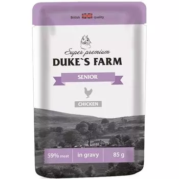 Корм для кошек DUKE'S FARM для пожилых кошек, курица конс. пауч 85г