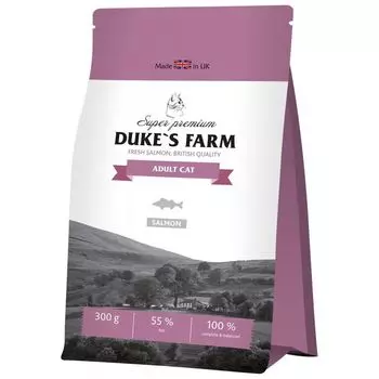 Корм для кошек DUKE'S FARM лосось сух. 300г