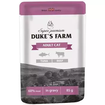 Корм для кошек DUKE'S FARM тунец, говядина конс. пауч 85г