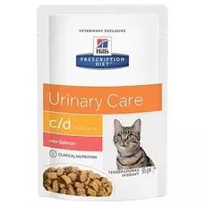 Корм для кошек Hill's Prescription Diet Feline C/D при лечении МКБ, лосось пауч 85г