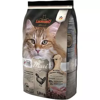 Корм для кошек Leonardo Maxi GF для крупных пород, беззерновой, курица сух. 1,8кг